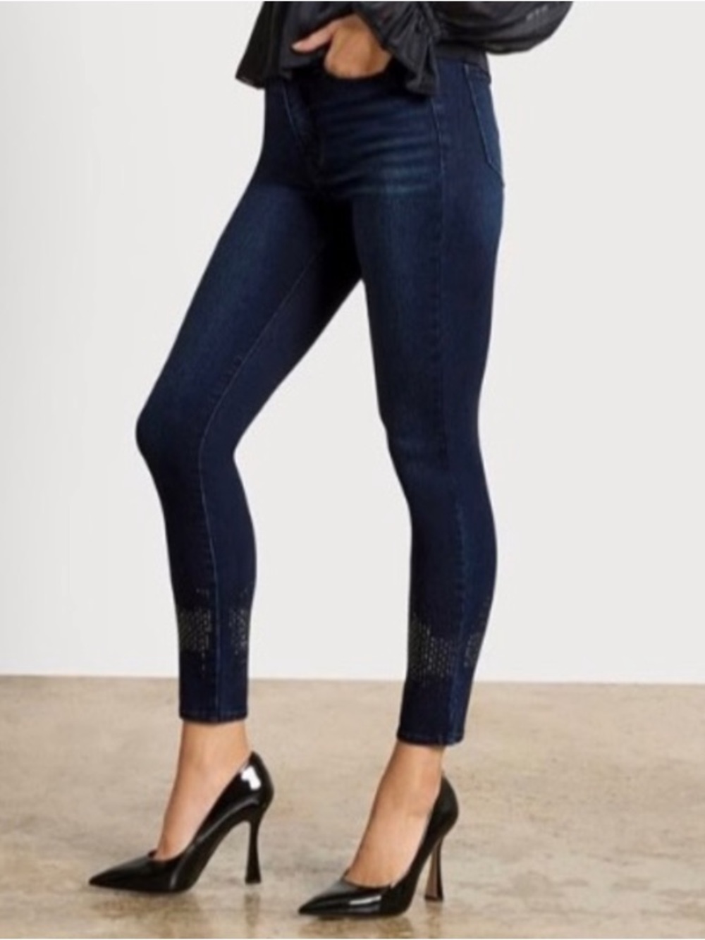 Sam Edelman Jeans Rhinestone Hem High Rise Skinny Stardust Stud Women’s Size 26